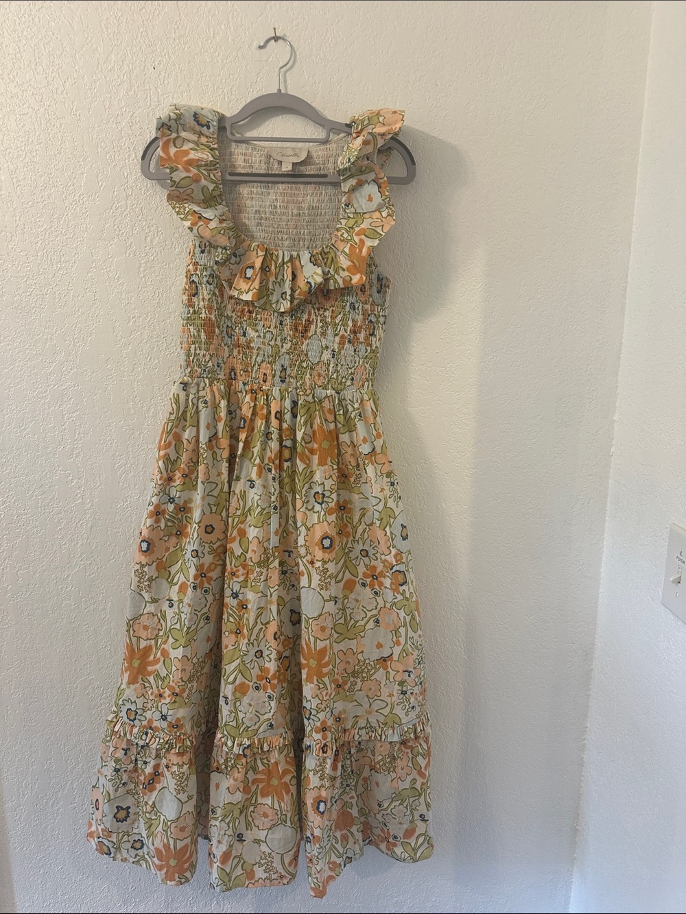 Cleobella Zoe Retro Floral Smocked Midi Sample Dress Size Small
